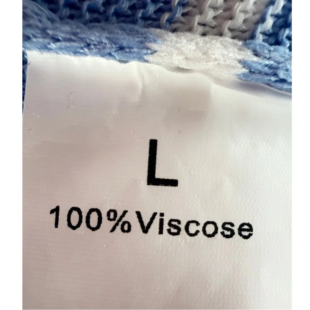 🌸 Light Blue & White Striped Knit Midi Dress | Size L 🌸 - Picture 9 of 11